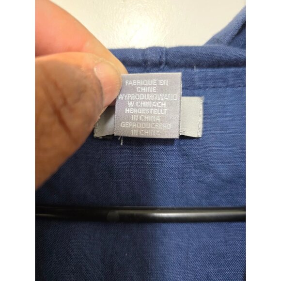 Kenar 100% Linen Women's Lightweight Blue Hooded Anorak Granny core Boho Jacket - Picture 9 of 9